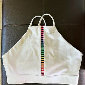NIKE Women's Dri-FIT Indy Rainbow Ladder Crossback Light Support Sport (LARGE)